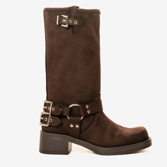 Suede buckle boot: WAKAME (medium shaft)